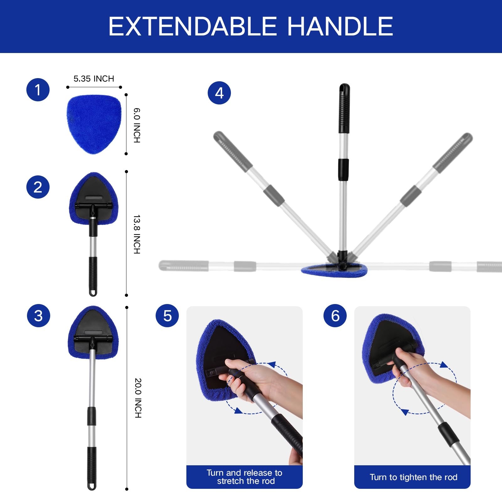 Qydipclin 11pcs Windshield Cleaner Tool, Car Window Cleaning Wash Kit Blue