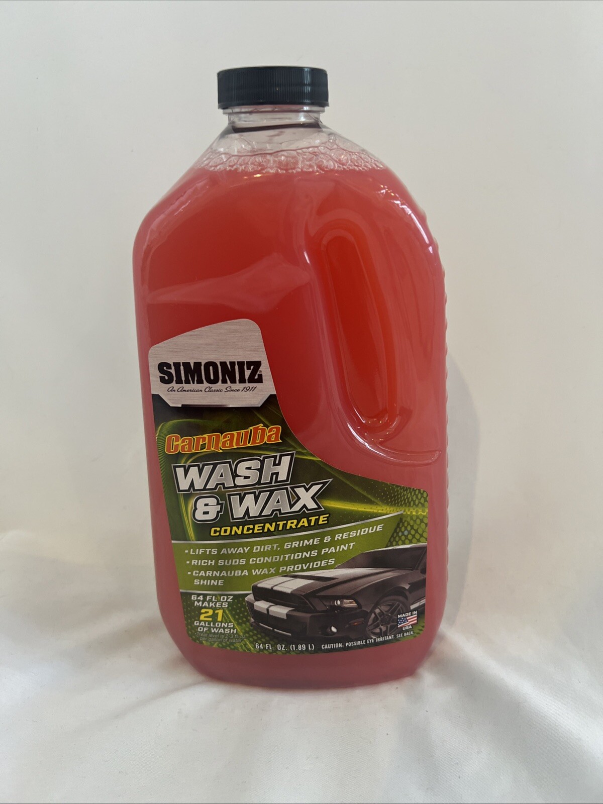 Simoniz 64 Oz Carnauba Wash & Wax Concentrate Makes 21 Gallons Of Wash NEW