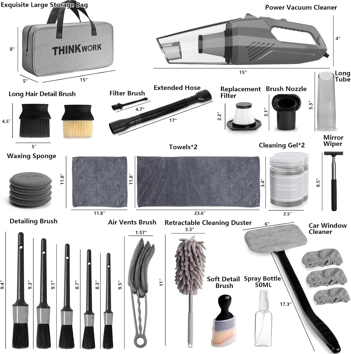 High-Power Car Vacuum with 31pc Interior Cleaner Kit