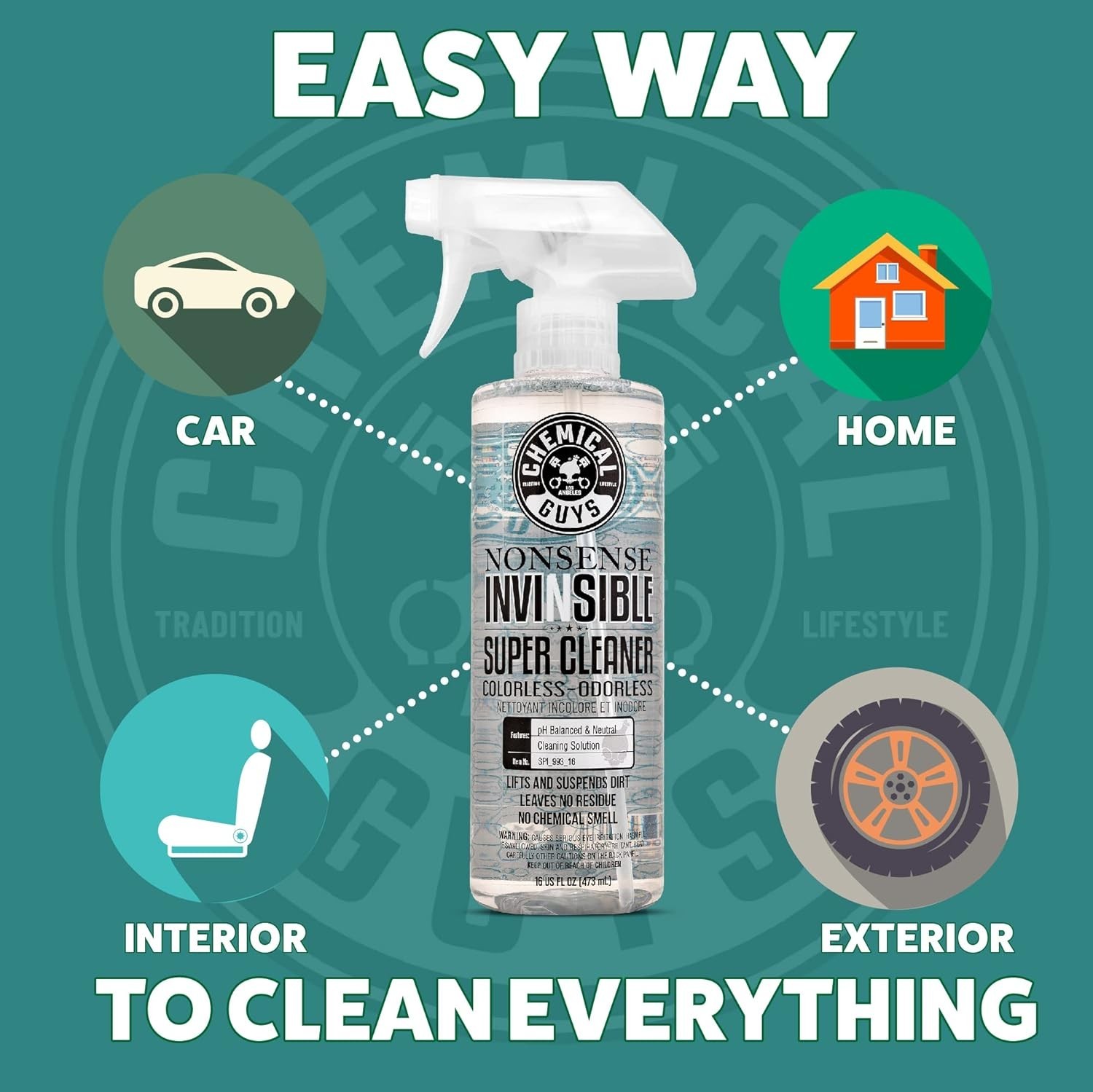 Chemical Guys Nonsense, Odorless Cleaner For Car Interior and Exterior 16fl oz