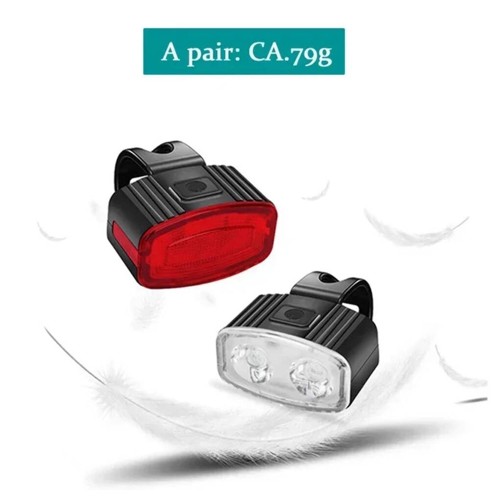 Cycling Bicycle Front Rear Light Set Bike Type C Rechargeable Flashlight