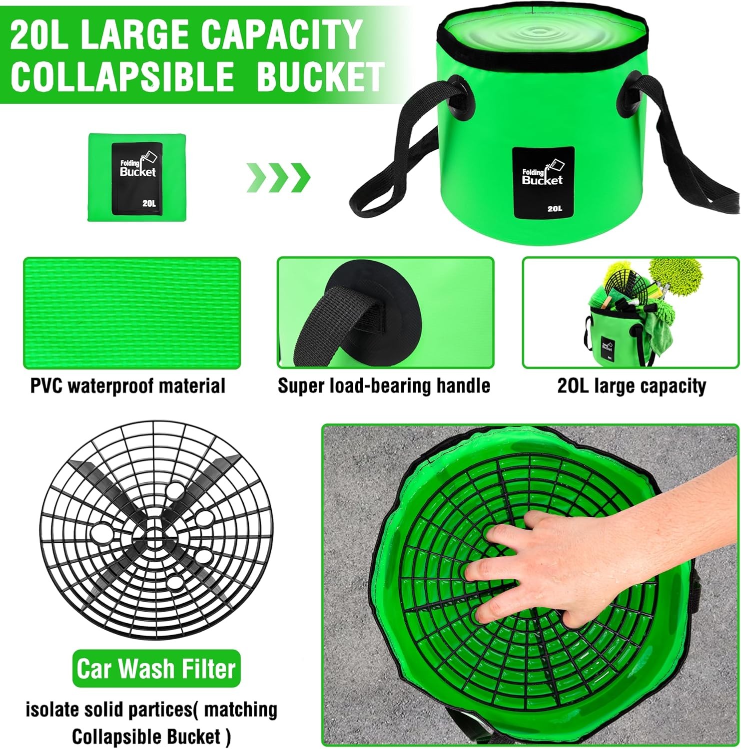 17 Pcs Car Wash Kit, 62″ Car Wash Brush Mop with Long Handle, Car Cleaning Kit
