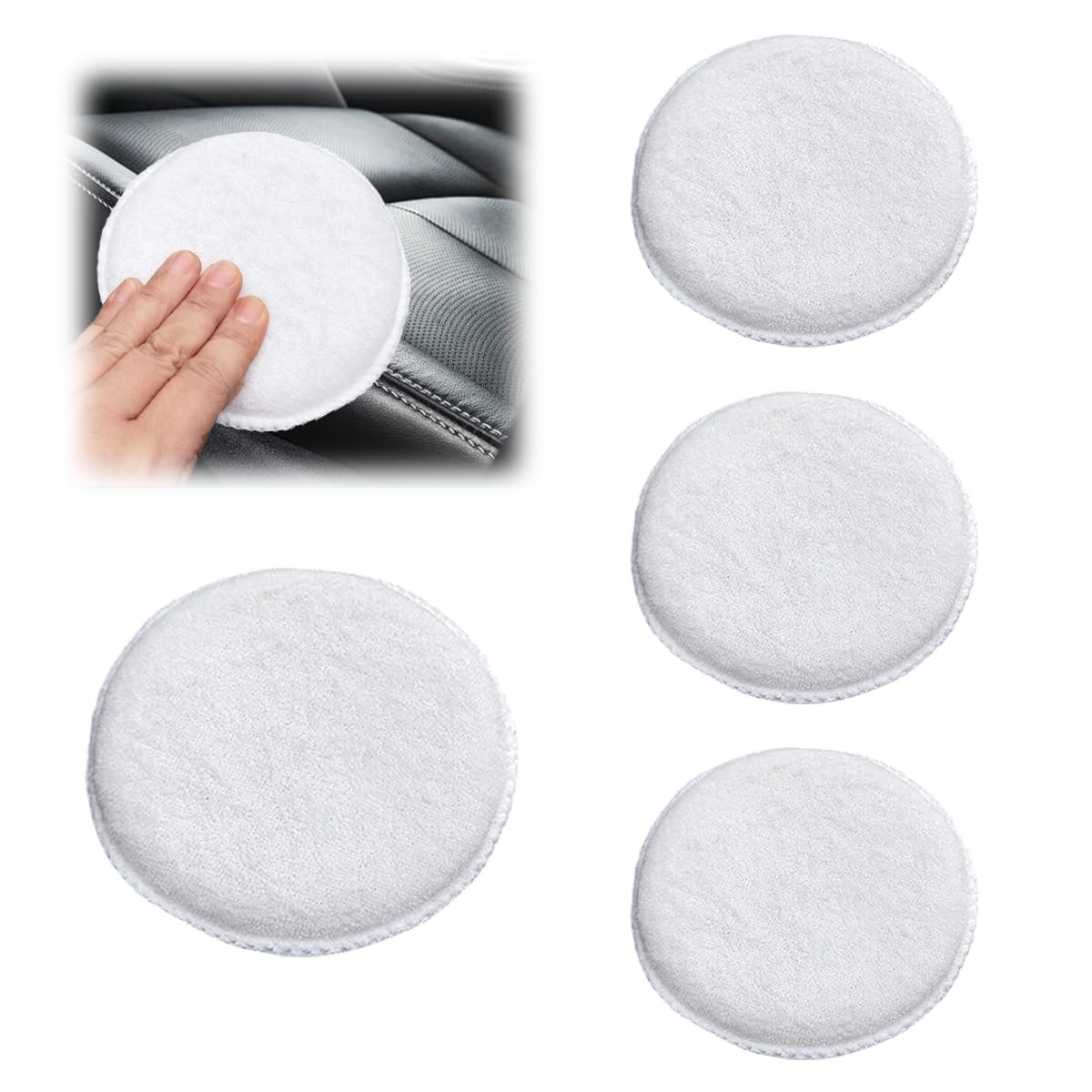 Tuxihapp Car Microfiber Wax Applicator Pad, Soft Auto Buffing & 4PCS, White