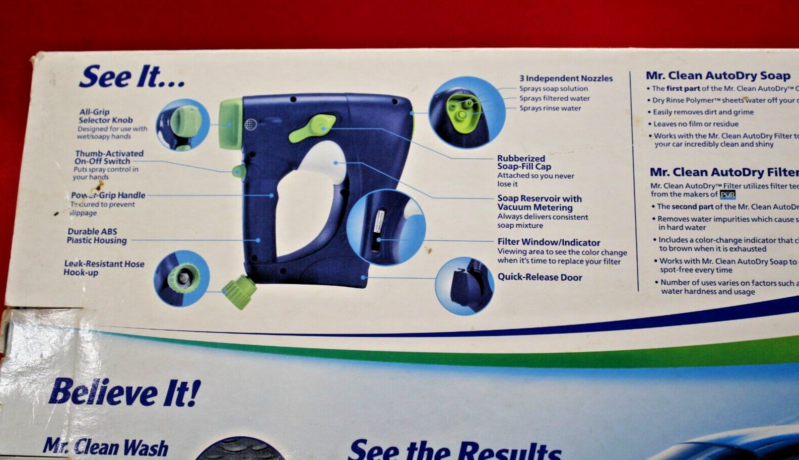 NEW Mr. Clean Auto Dry Car Wash Spray System w/ Soap, Starter Filter .