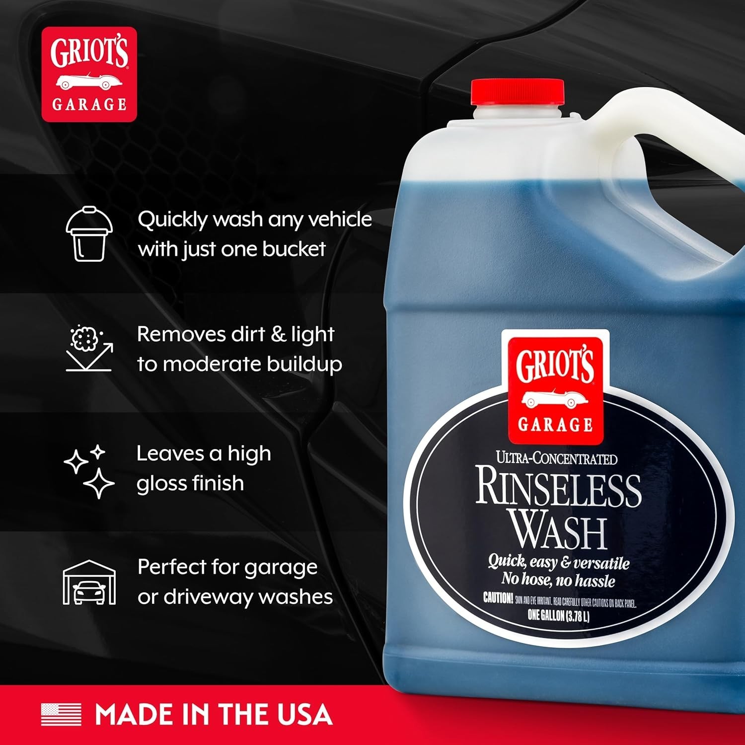 Eco-Friendly Rinseless Wash Gallon – Multi-Use Car Detailing Formula, 128 Fl Oz