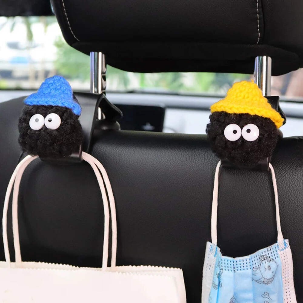 2PCS Cute Cartoon Ball Toy Car Seat Back Hooks Storage Vehicle Headrest Interior