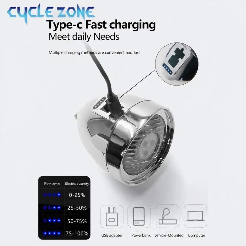 Retro Bike Headlight Type-C Rechargeable Classic Mountain Bicycle Front Light 3