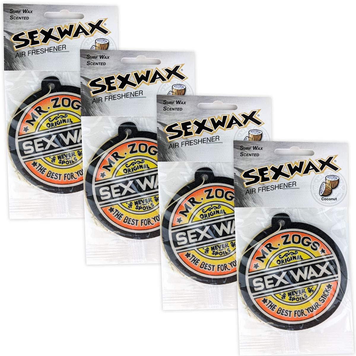 Sex Wax Air Freshener Multi Pack (Coconut 4 Count (Pack of 1), Coconut 4