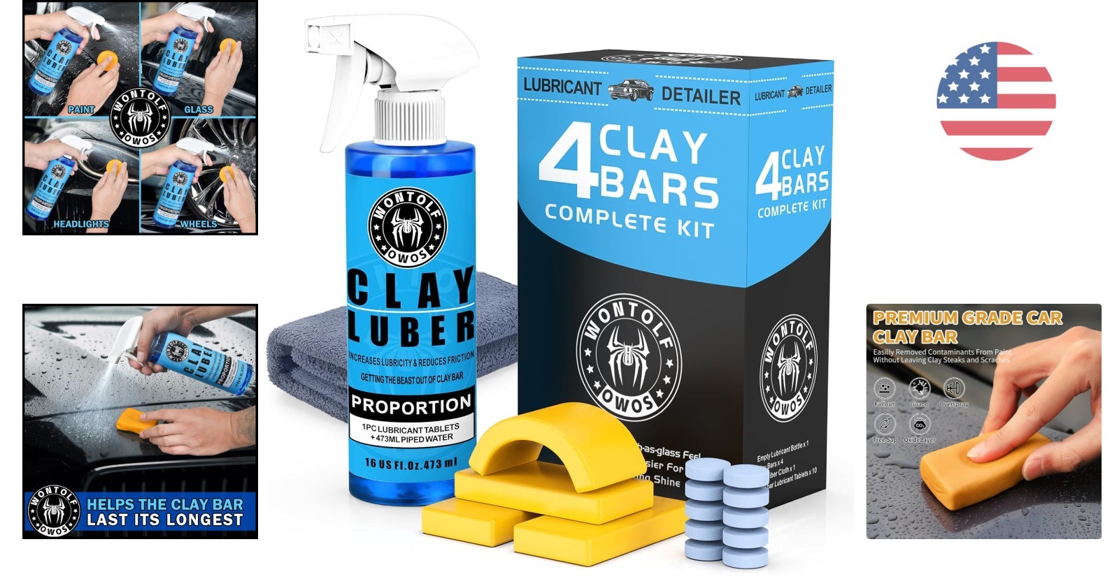 Clay Bar Kit, Complete Clay Bars Auto Detailing Clay Luber Lubricant Car Wash…