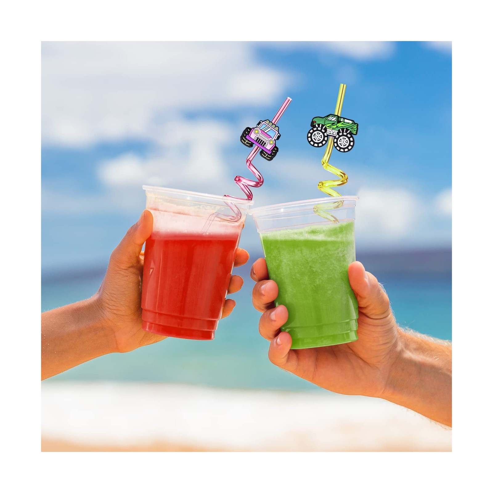 24 Monster Truck Party Car Reusable Styling Straws for Monster Truck Car Birt…