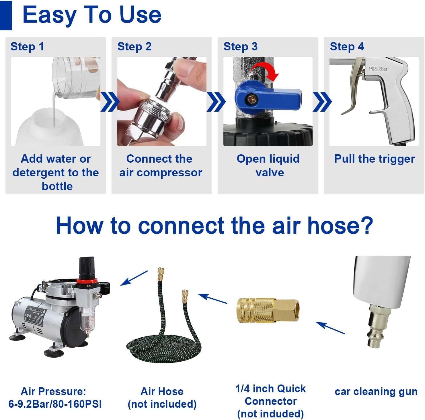 Versatile Car Cleaning Gun Kit with Water Spray & Ergonomic Handle for Quick Use