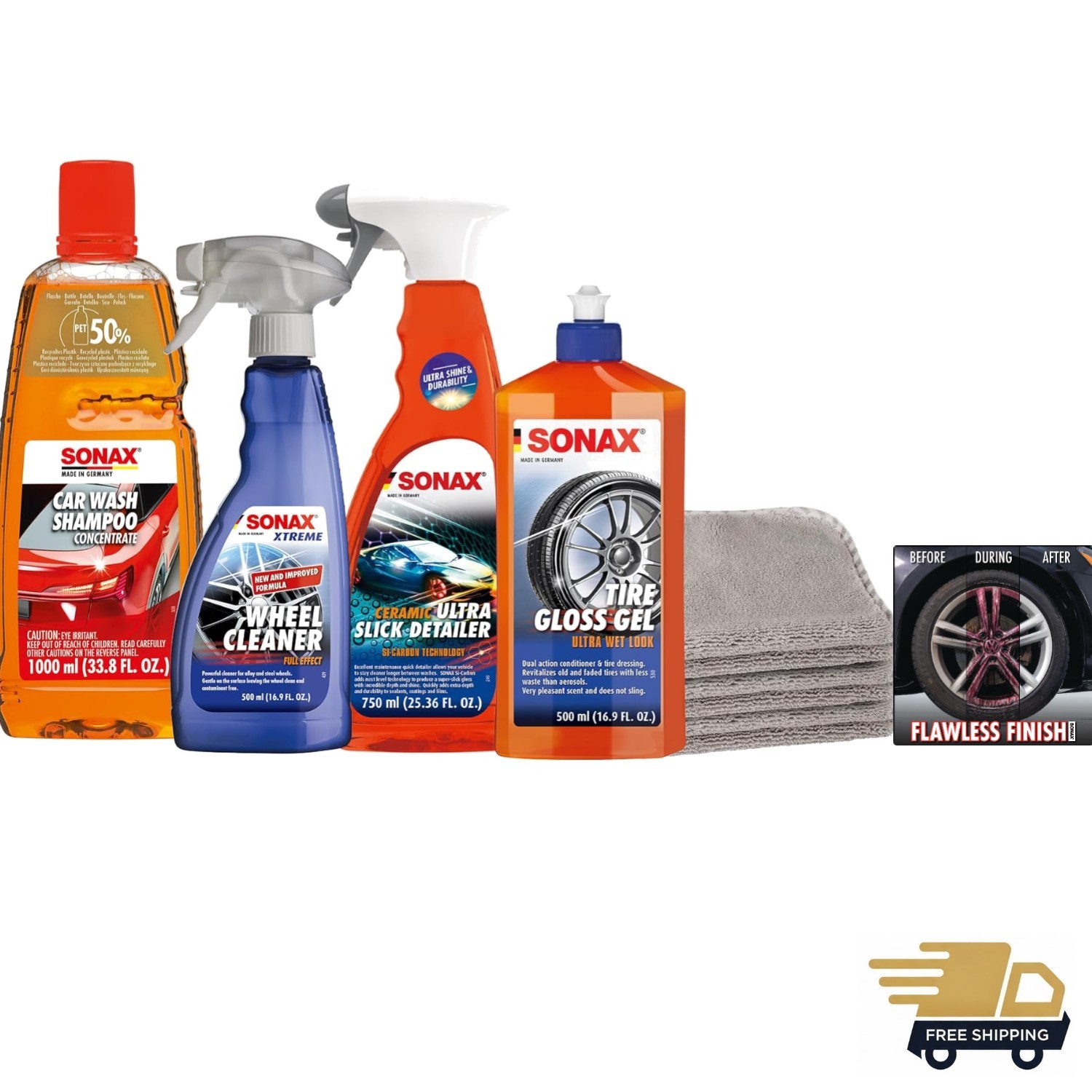 Exterior Car Wash Kit | 5-Piece Complete Car Care Set | Car Wash Shampoo, Hig…
