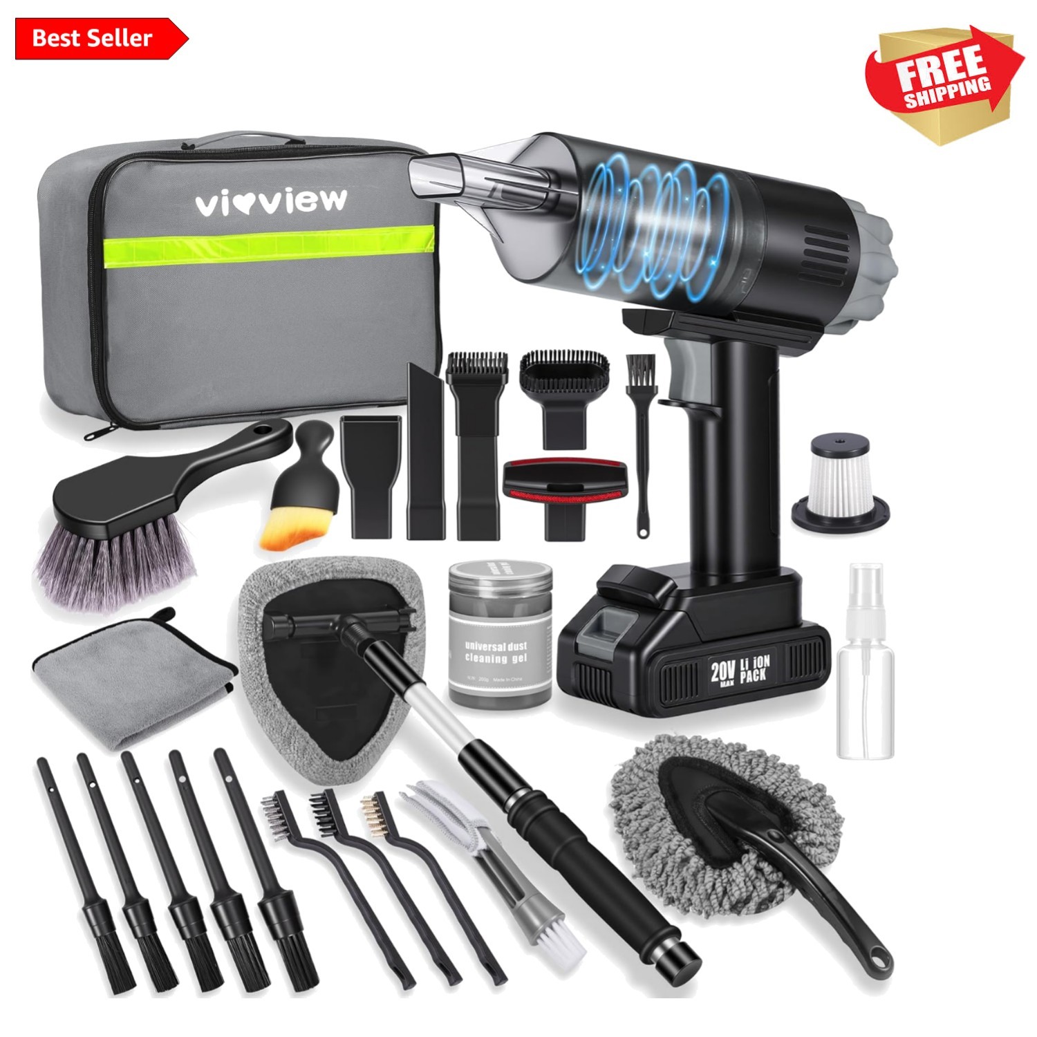 Effortless Cleaning with 26-Piece Vacuum & Detailing Kit for Home and Car