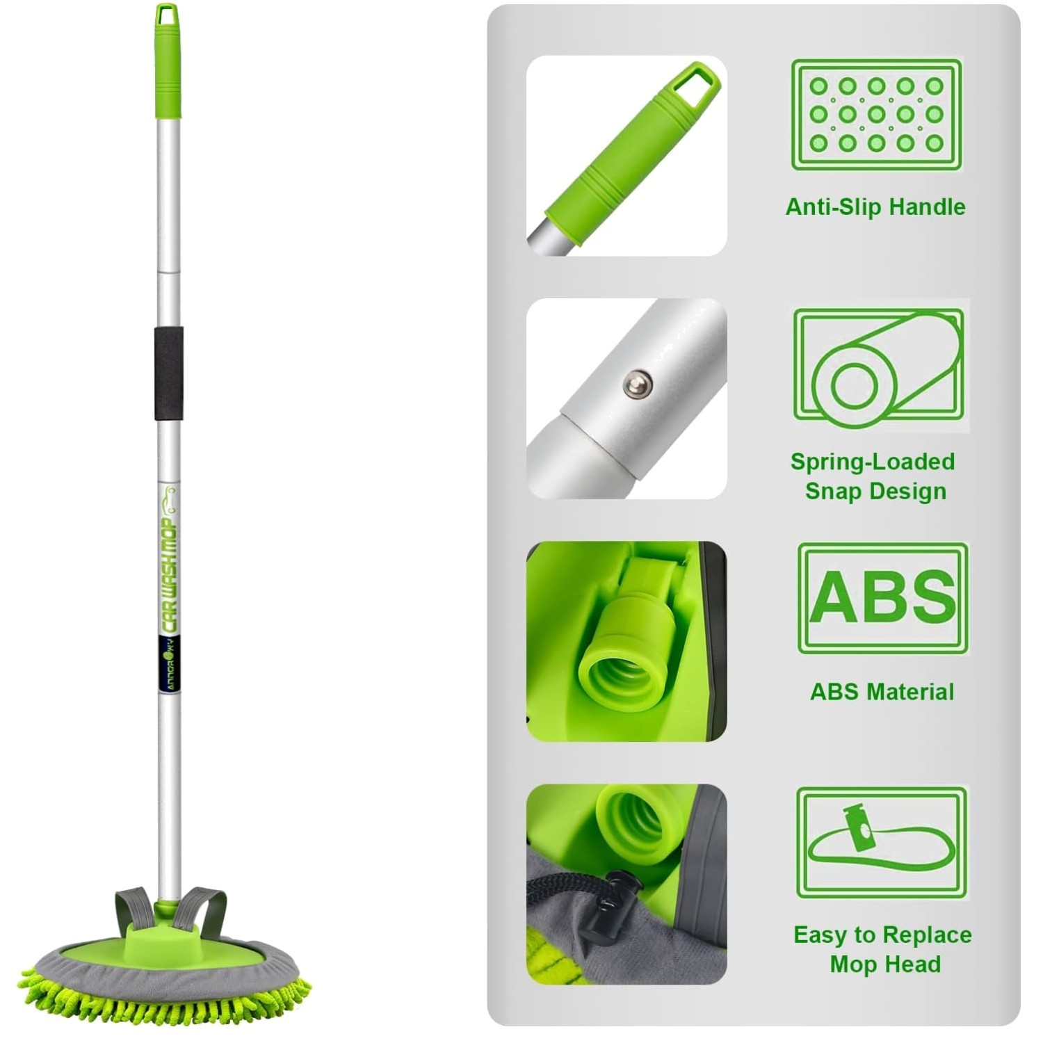 62″ Microfiber Car Wash Brush Mop Kit