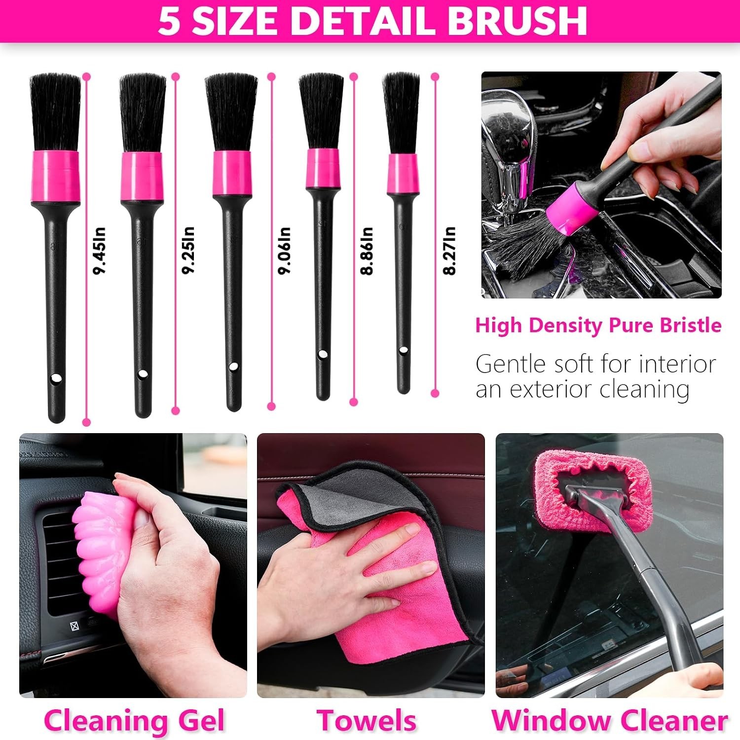 High Power Car Vacuum with 7Pcs Detailing Brush Set