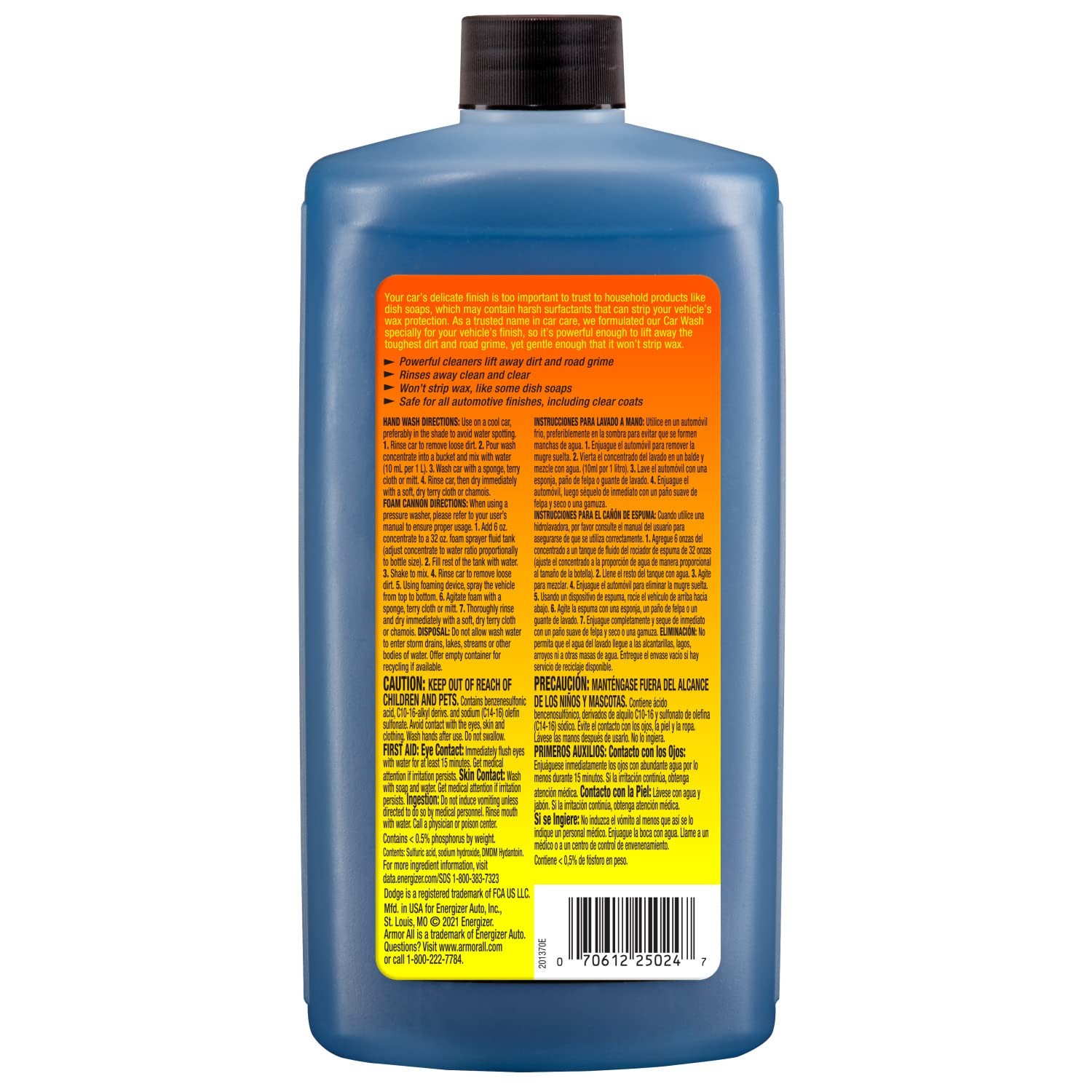 Armor All Car Wash Soap, Powerful Cleaner Foam Soap 24 Ounce, Multicolor