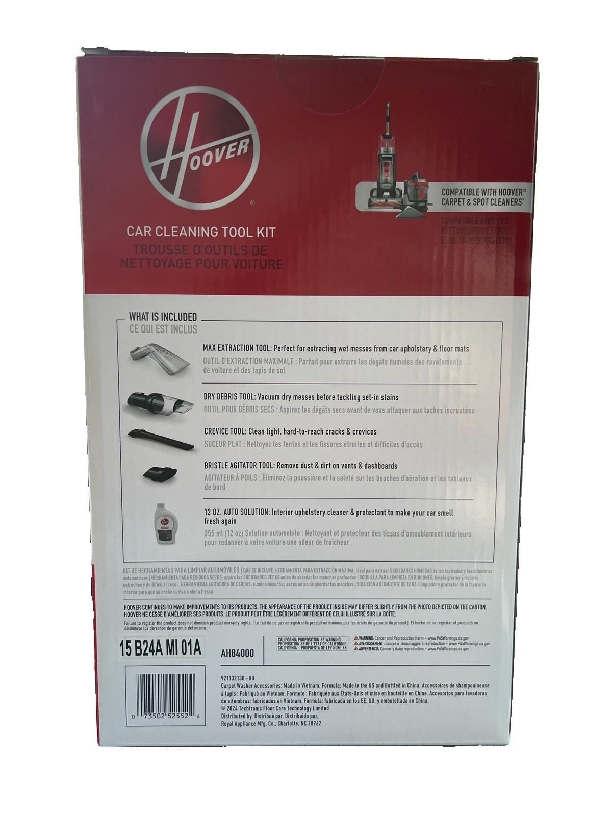 Hoover 5-Piece Car Cleaning Tool Kit AH84000 Compatible W Carpet & Spot Cleaners