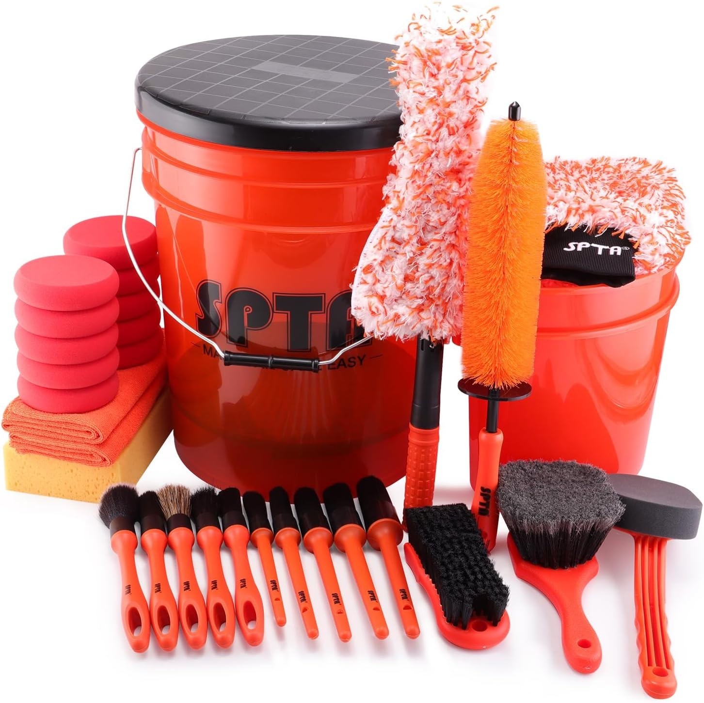 33Pcs Car Wash Bucket Set, 20L Scratch Free Detailing Bucket with Car Wash Fi