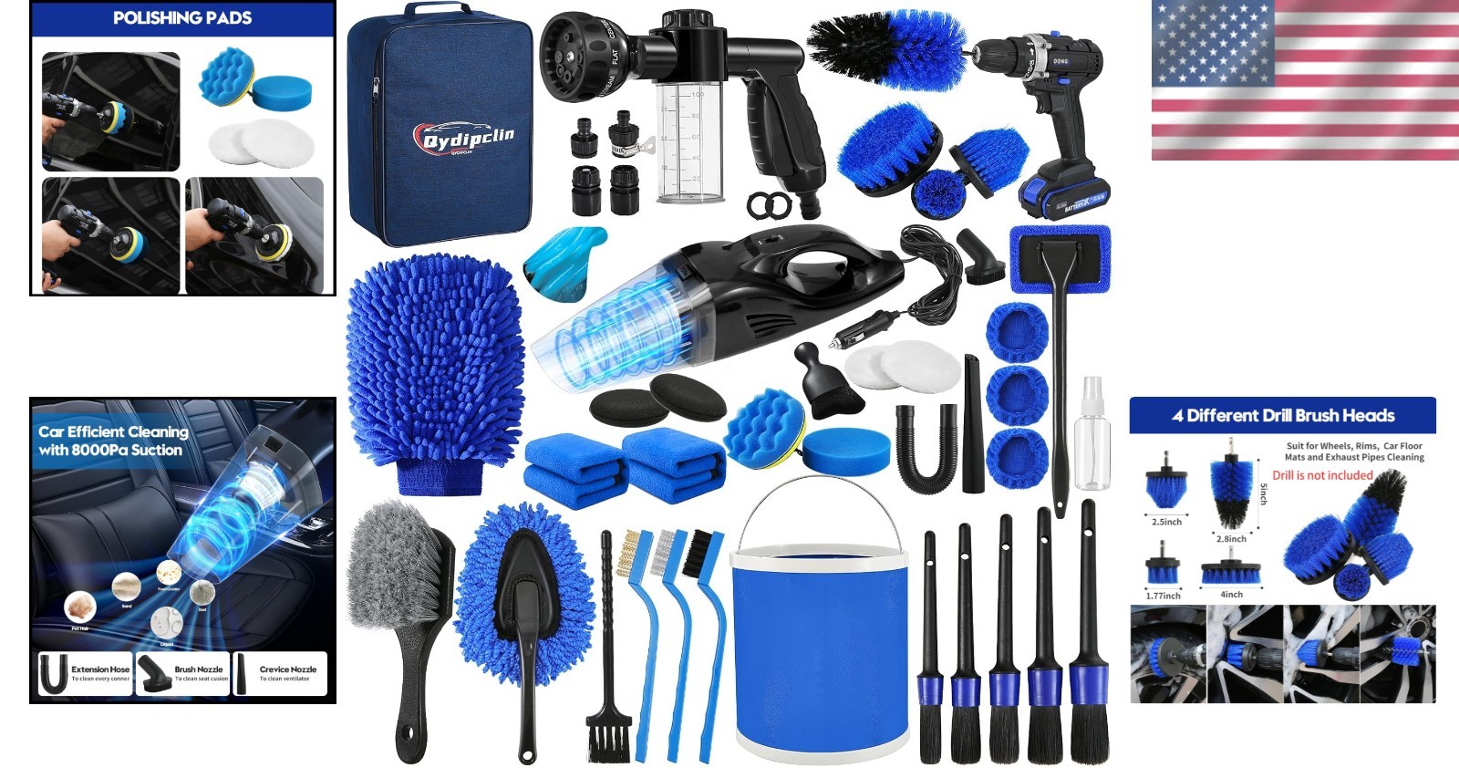45-Piece Car Detailing Kit with Vacuum & Brushes for Ultimate Vehicle Cleaning