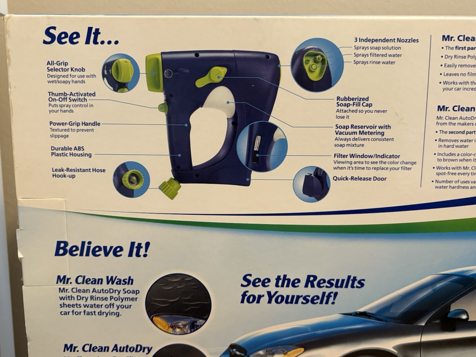 Mr. Clean Auto Dry CarWash Spray System Kit w/ Soap Starter Filter Spot Free NEW