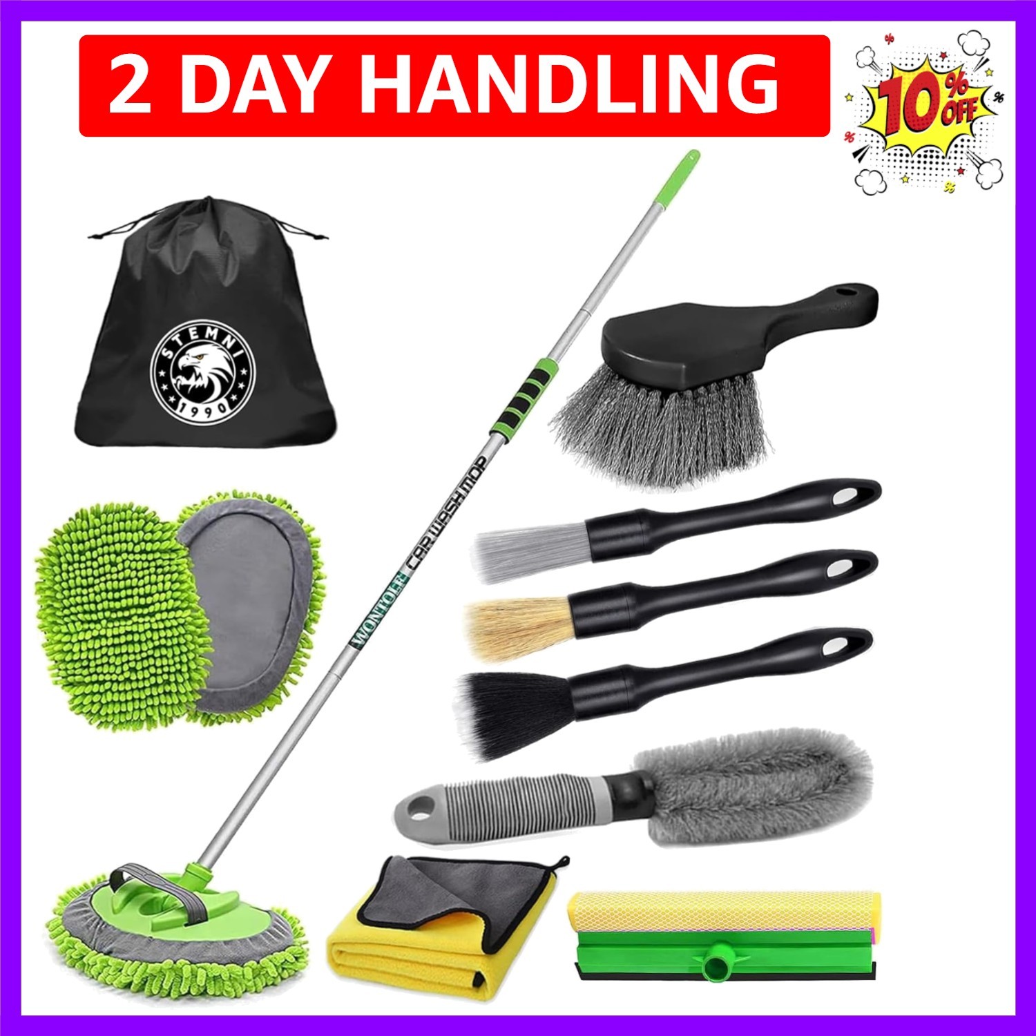 14Pcs Car Wash Kit, 62” Car Wash Brush with Long Handle, Microfiber Scratch-…