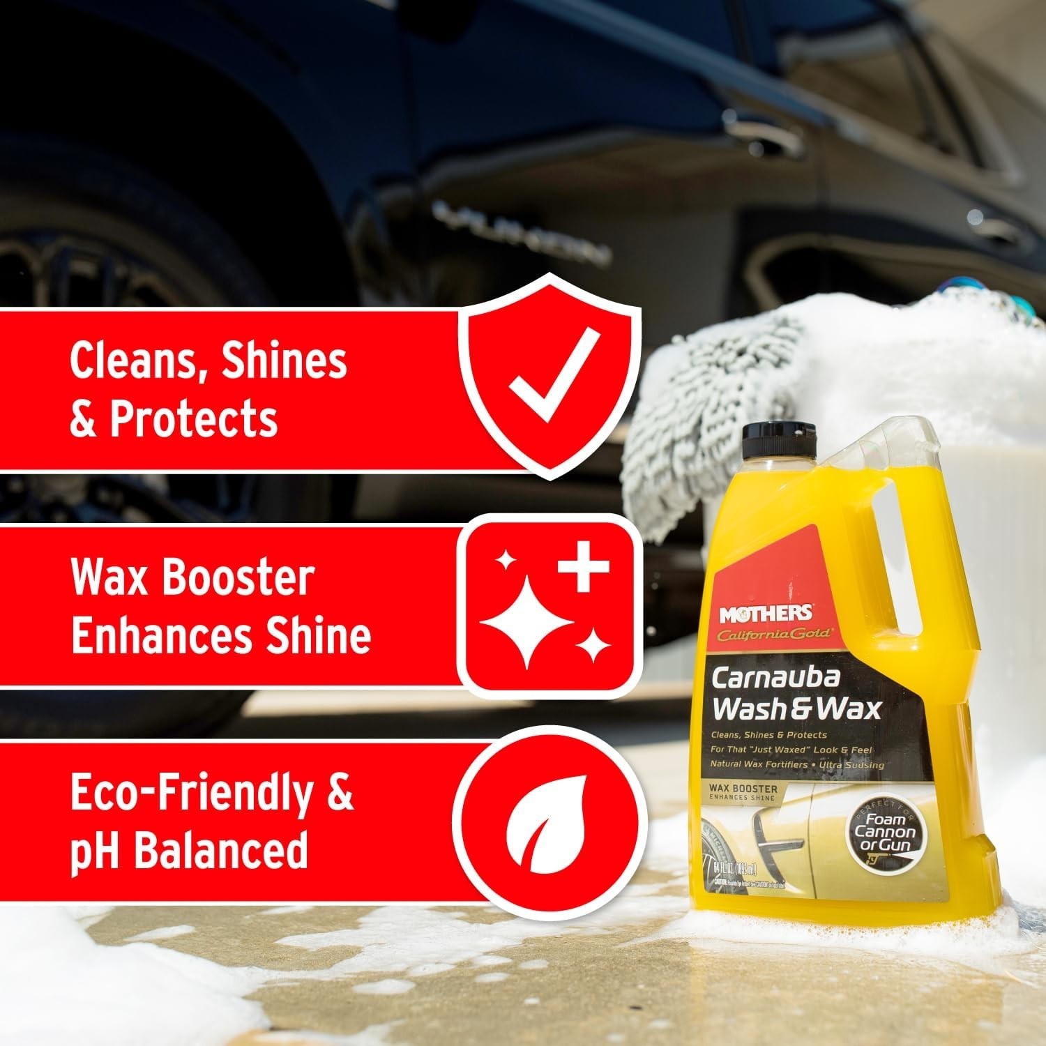 New Wash & Wax Car Shampoo 64 Oz pH Balanced Foaming Cleaner Spot Free Finish