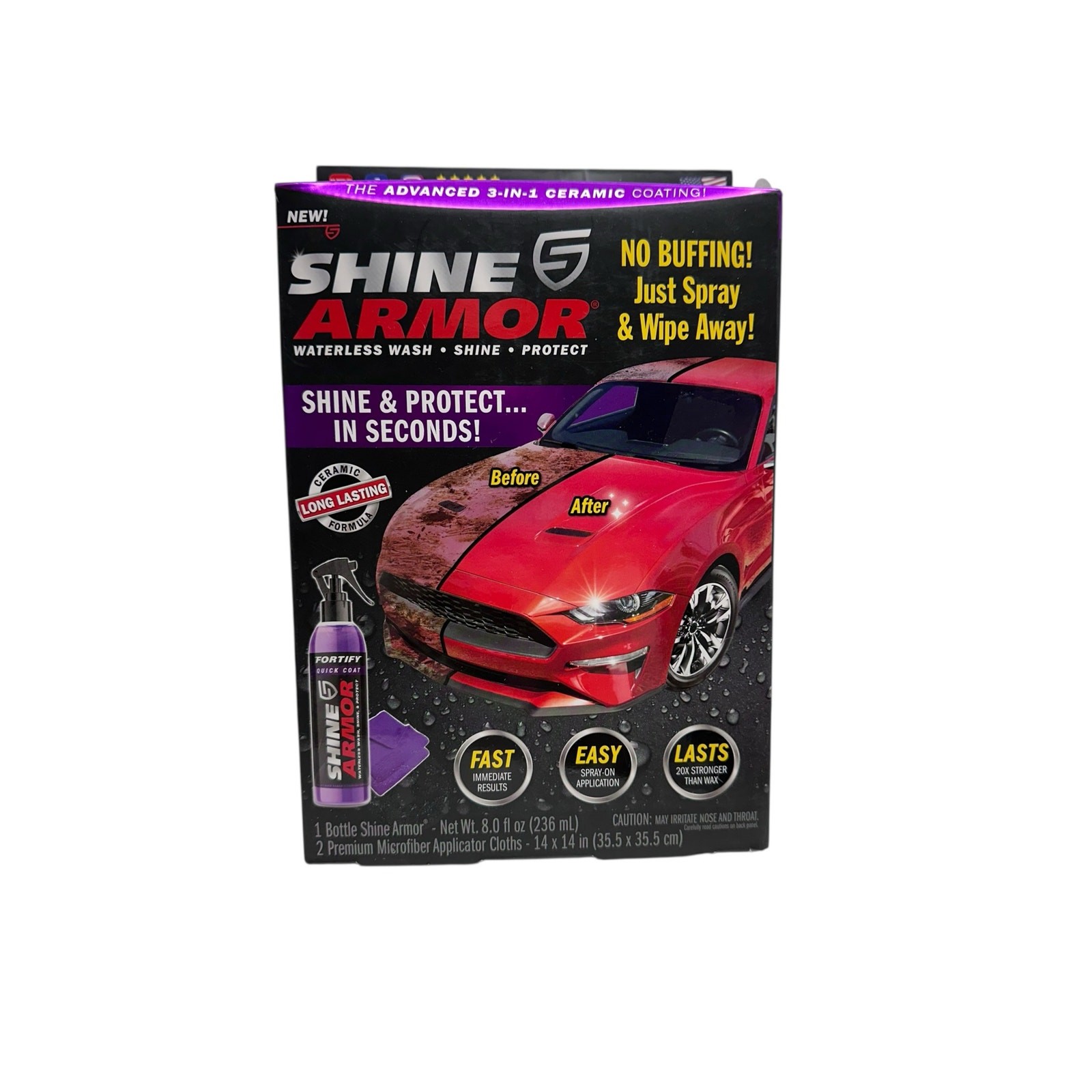 Shine Armor 3-IN-1 Ceramic Coating, Car Wax, Wash & Shine 8oz As Seen On TV! NIB