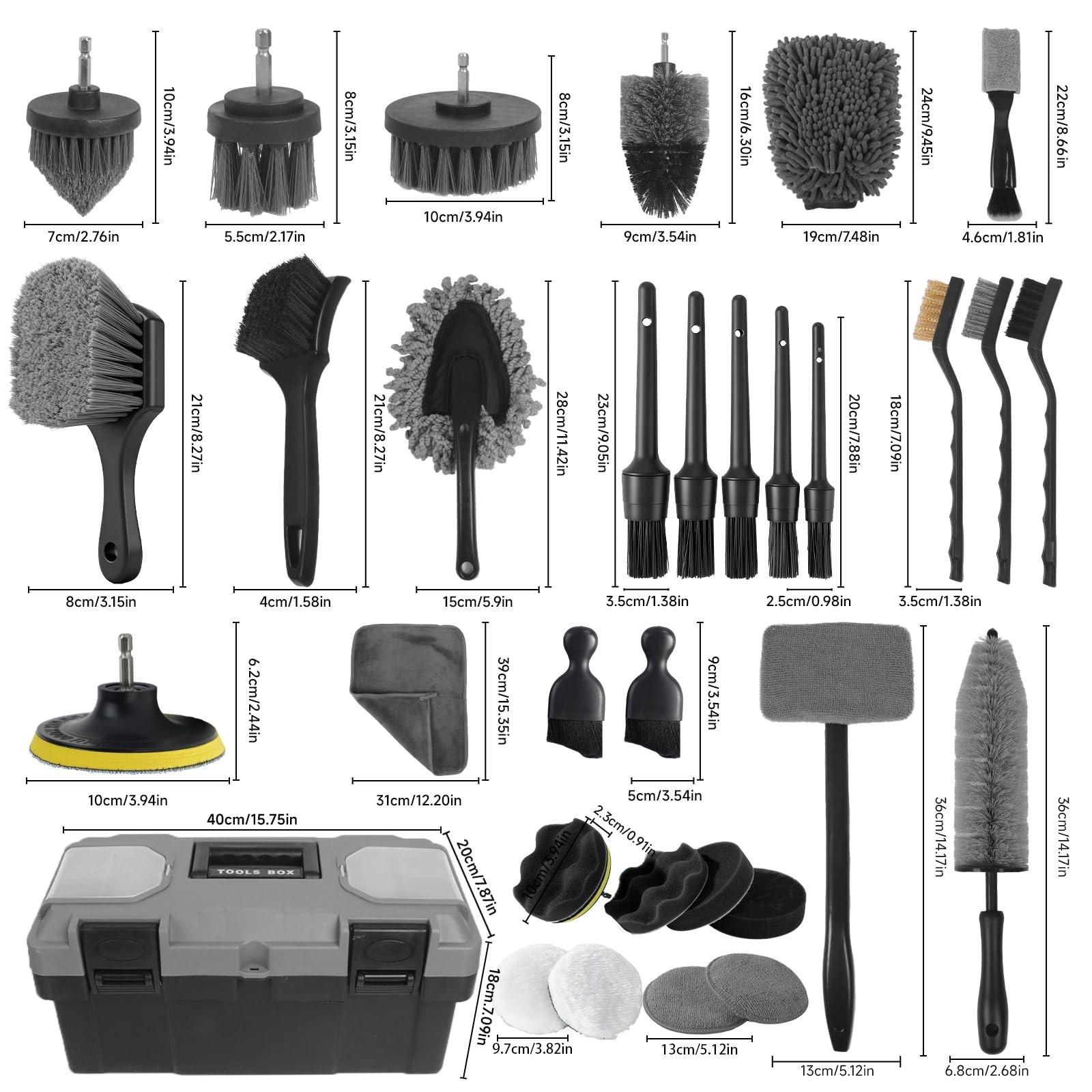 Car Detailing Kit – Brush Set, Cleaning Tools for Interior & Exterior, Auto Wash