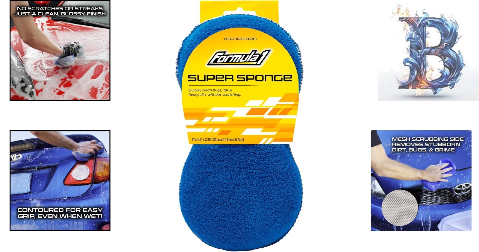 Versatile Two-Sided Car Wash Sponge with Mesh Scrubber – Durable & Effective