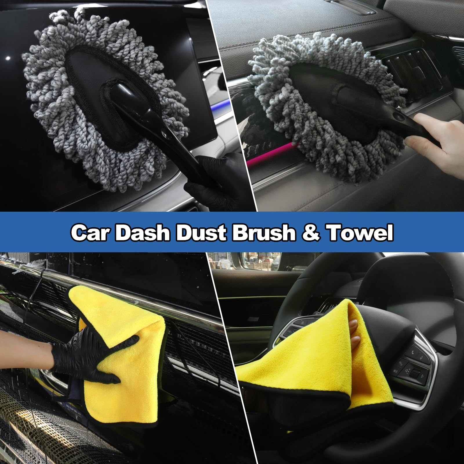NIKCOSMK Windshield Cleaner Tool, 14Pcs Car Cleaning Kit – Interior…