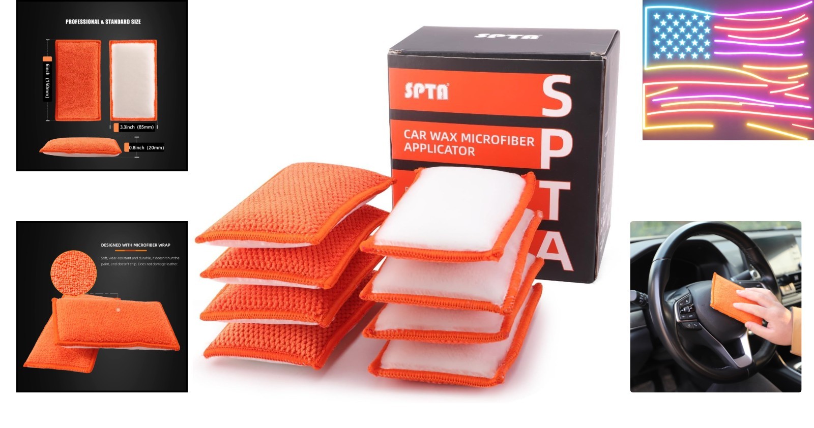 Car Interior Scrubbing Sponge, 8Pcs Scrub Ninja, Microfiber Car Wax Applicato…