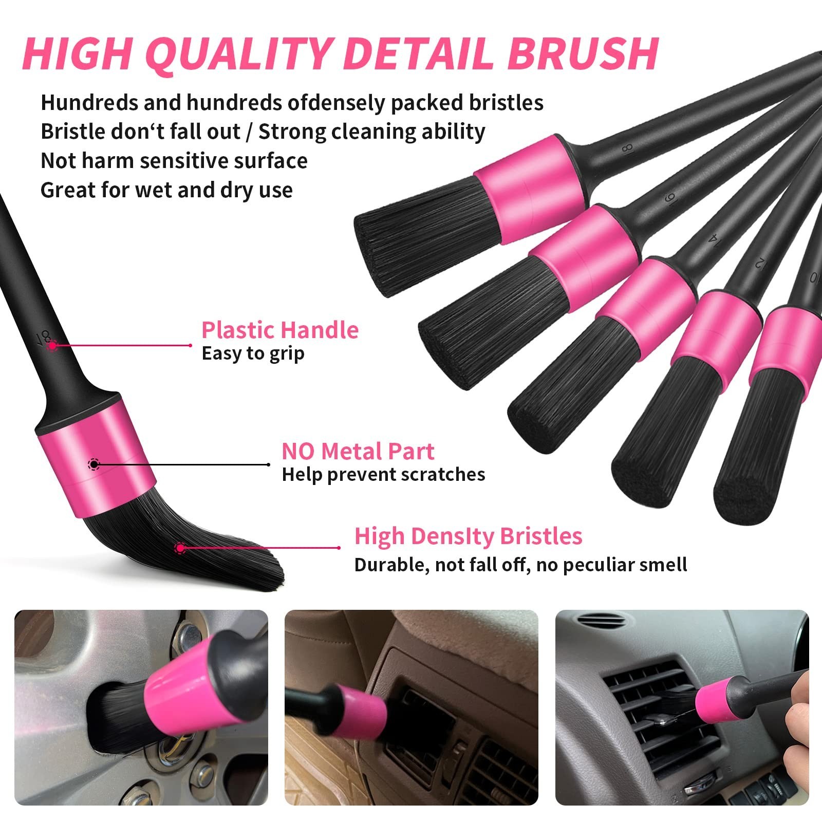 62″ Pink Car Wash Brush & Mop Kit – Microfiber Mitt, Squeegee, Wheel Brush, Deta