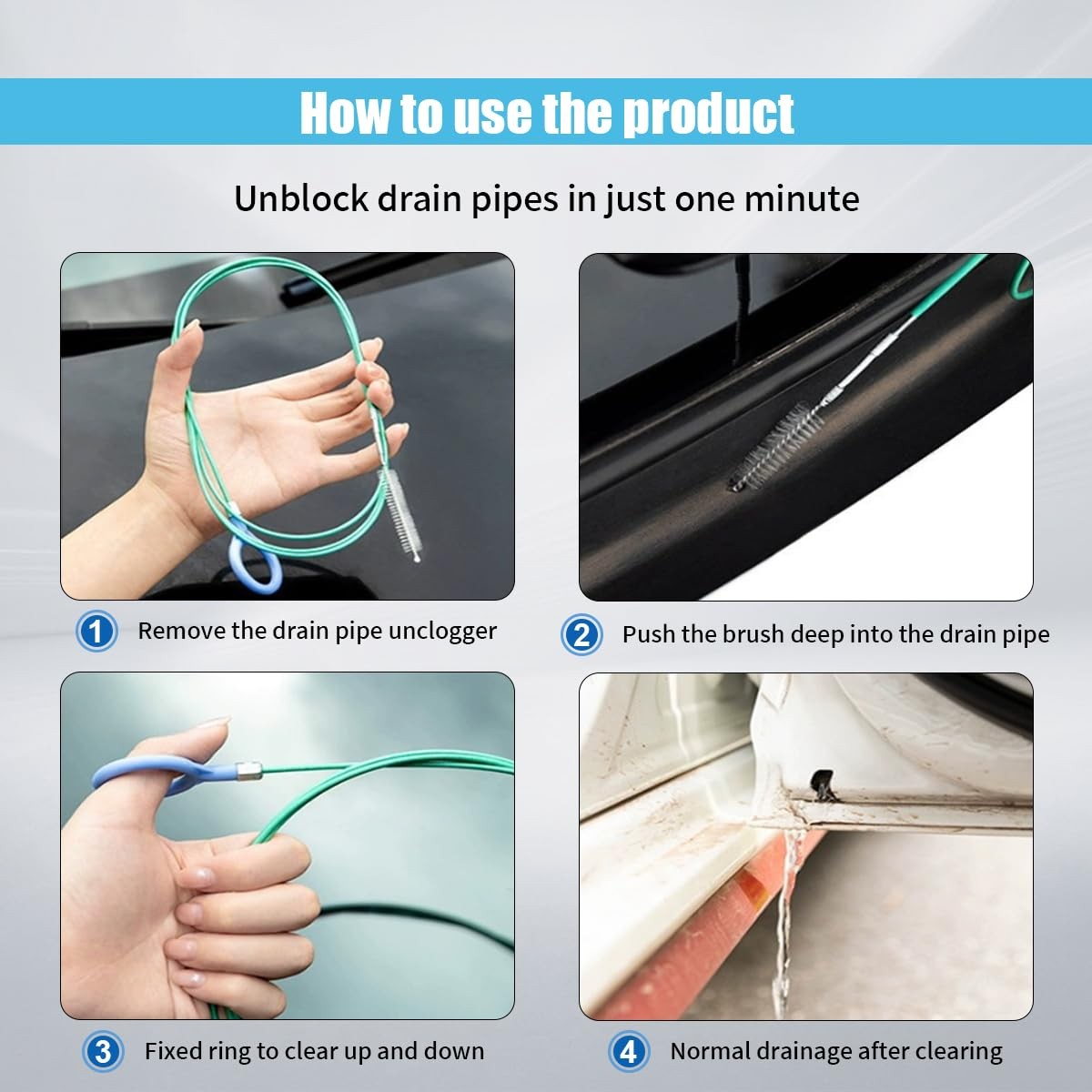 Auto Sunroof Drain Cleaning Tool, 78 Inch Extra Long 1 PC, Green
