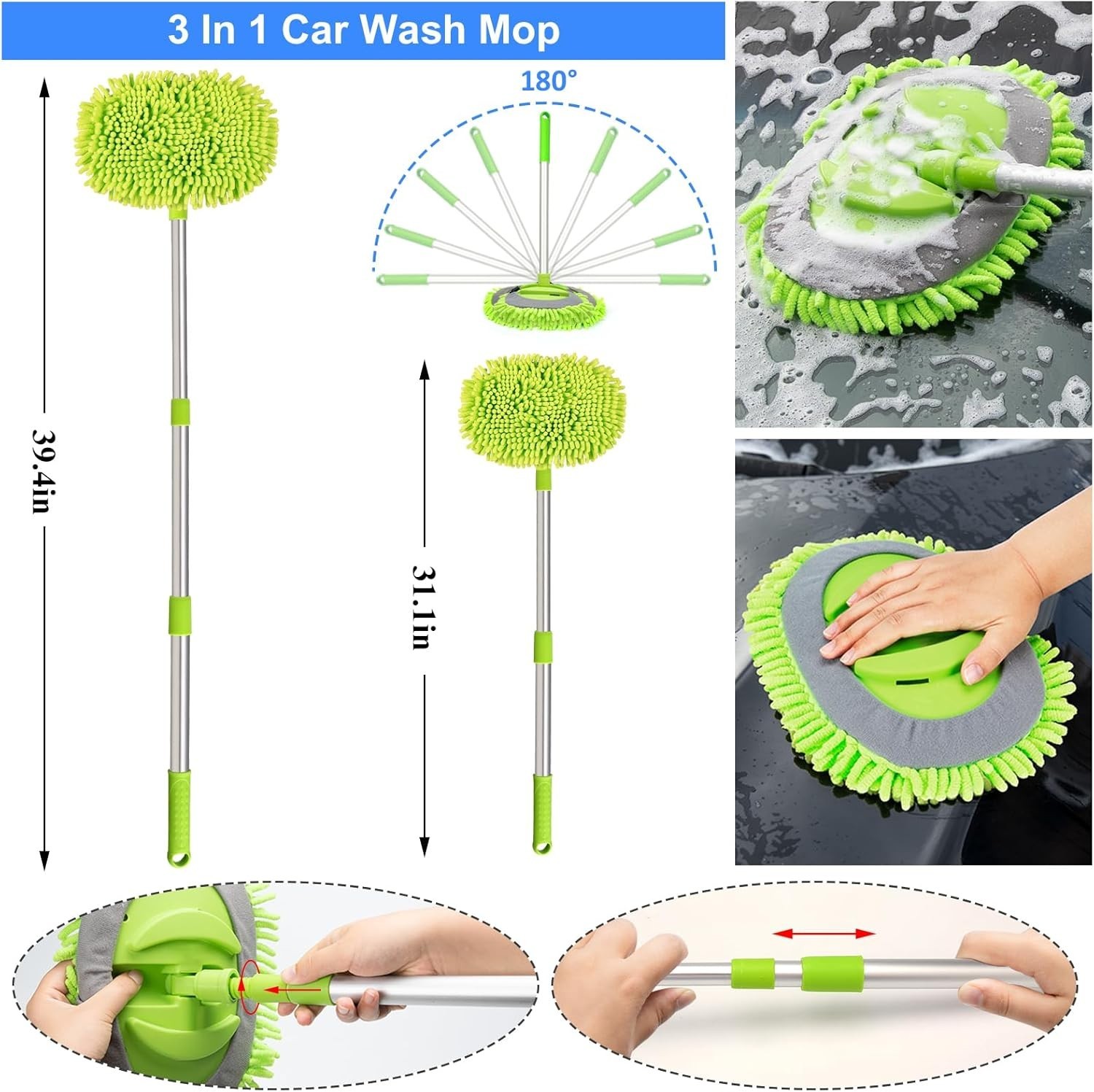 Pro Car Wash Supply: 43Pc Blue Kit – Foam Sprayer, Vacuum, Mop, Polishing Pads