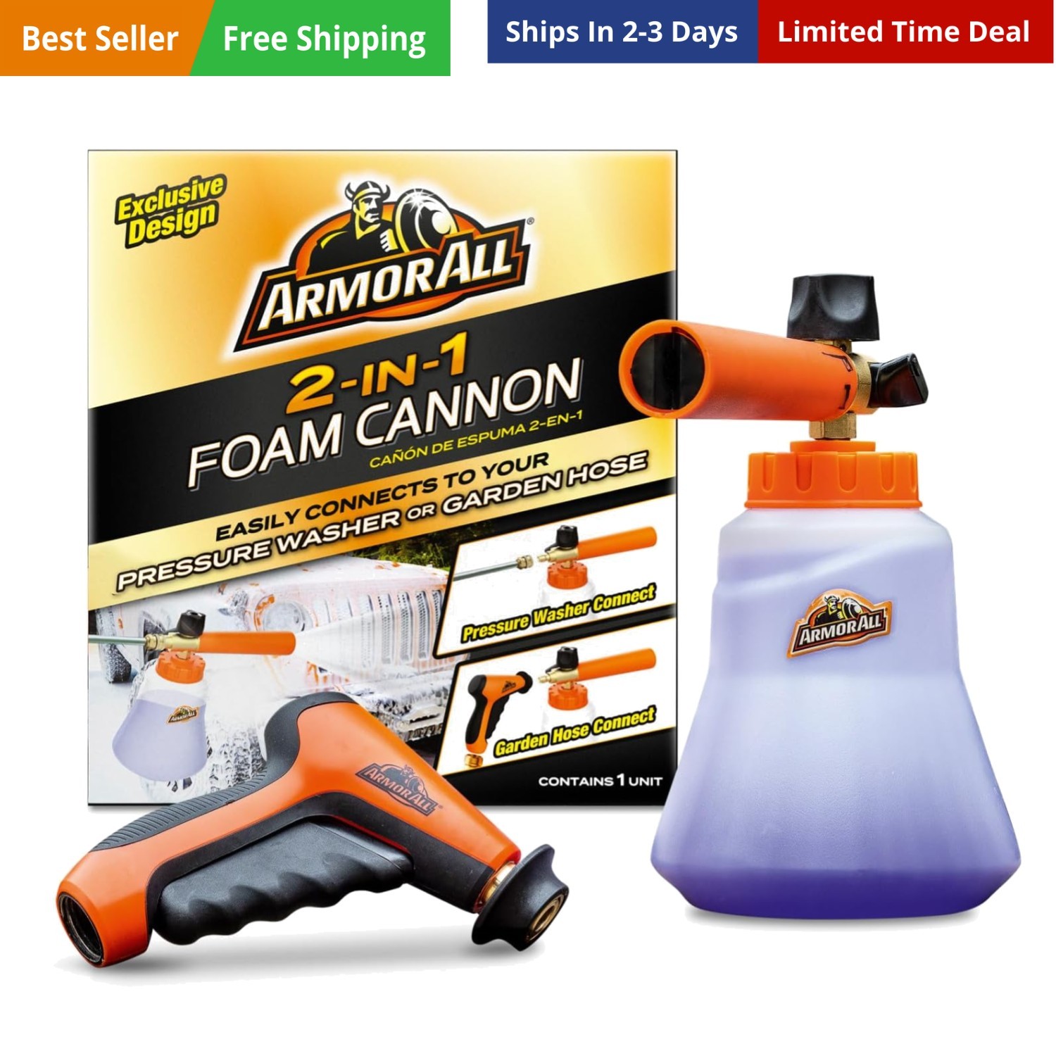 2-in-1 Foam Cannon Kit – Car Wash & Detail Cleaning Kit for Power Washers, Ga…