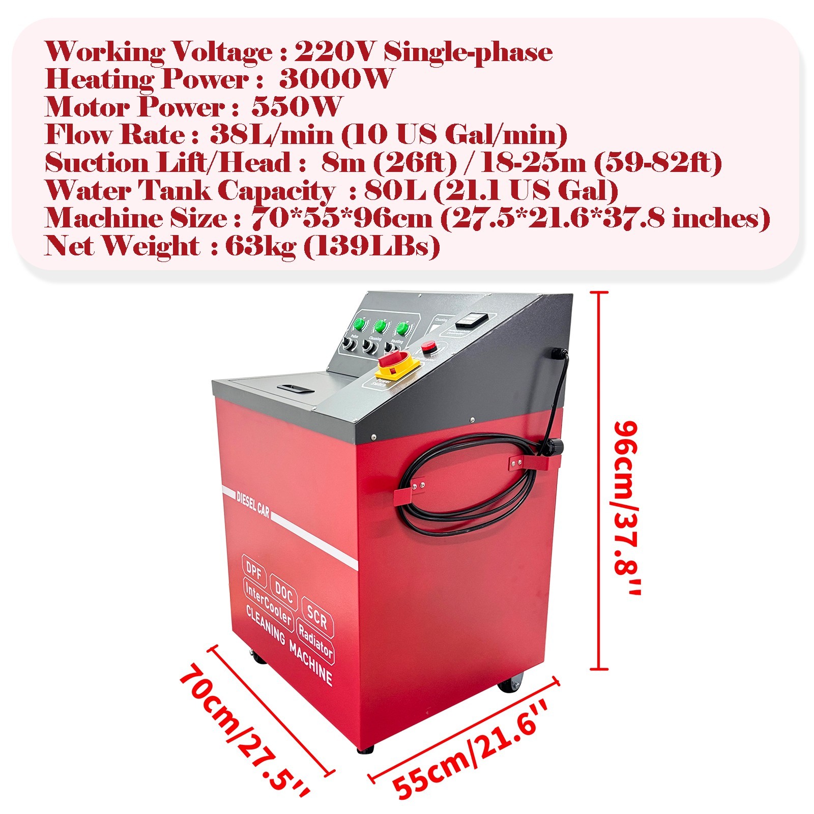 220V Diesel Vehicle Aftertreatment System Washer Water-Based & Pulse Cleaning