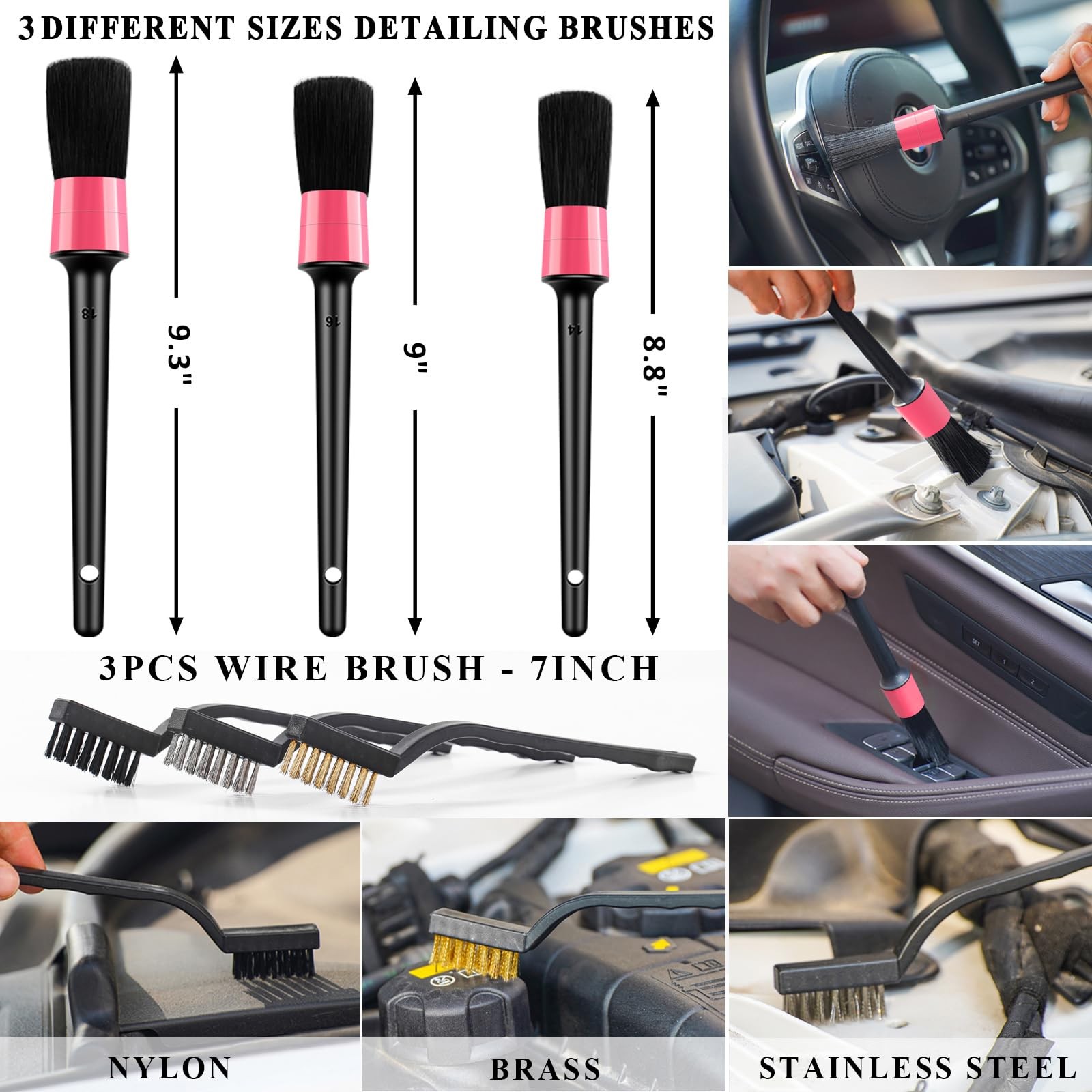 20pcs Car Cleaning Wash Kit Interior Detailing Cleaner Kit With High Power Handh