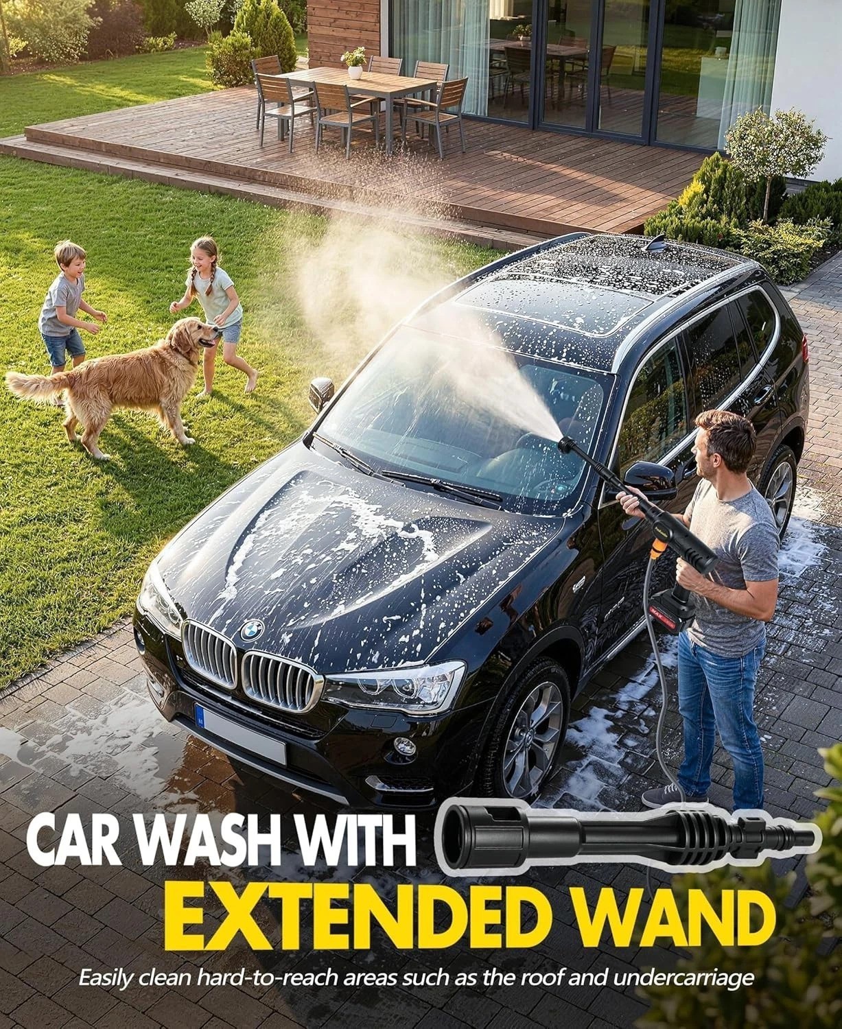 Efficient Handheld Cordless Car Washer with Foam Cannon – Ideal for Outdoor Use
