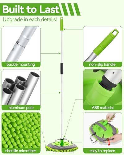8Pcs Car Wash Kit 62in Long Handle Microfiber Cleaning Set Car RV Truck