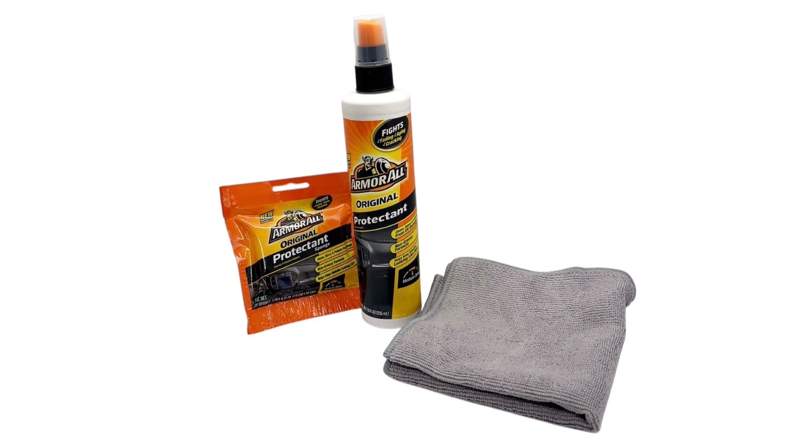 Car Interior Care Kit, 1 Armor All Protectant 10 Oz Bottle, 1 Sponge, 1 Towel