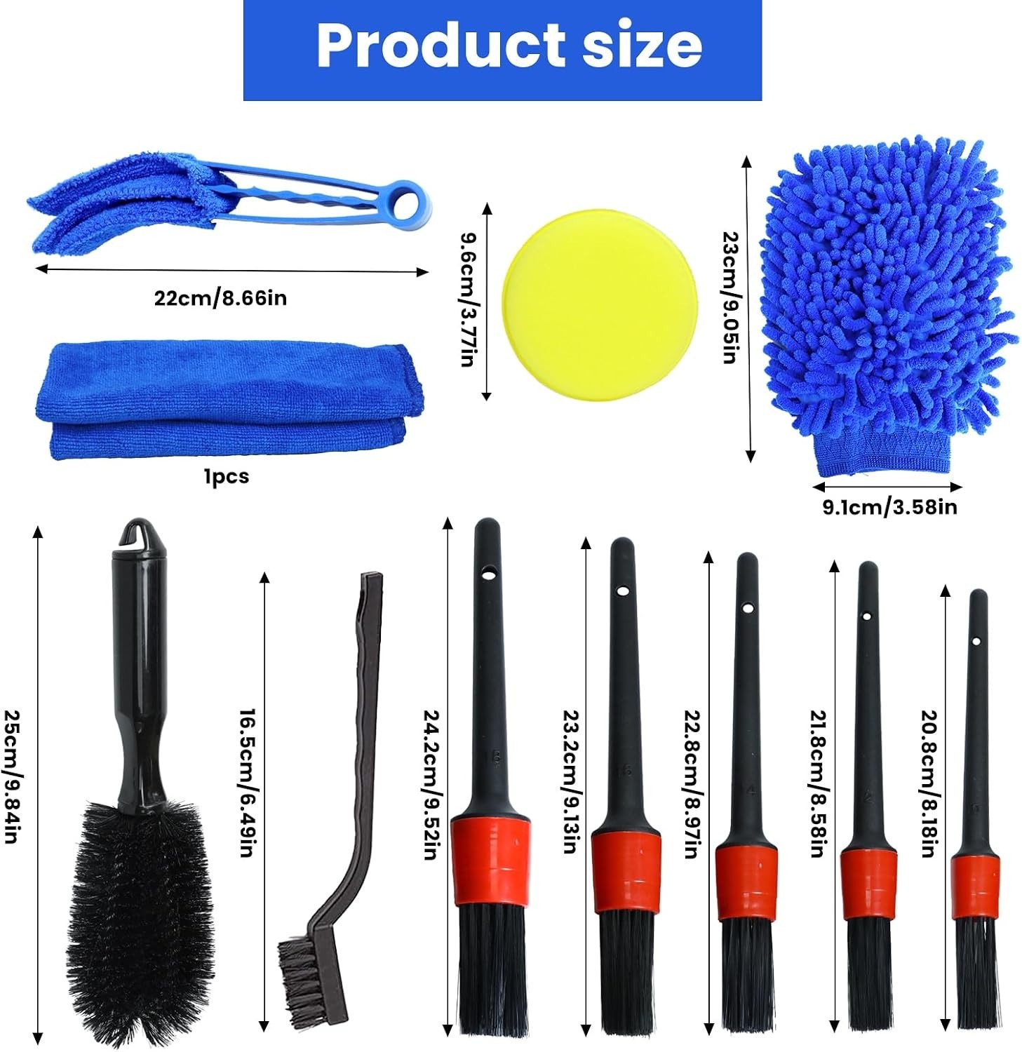Complete 15 Pcs Auto Detailing Brush Set – Gentle, Effective Car Cleaning Tools