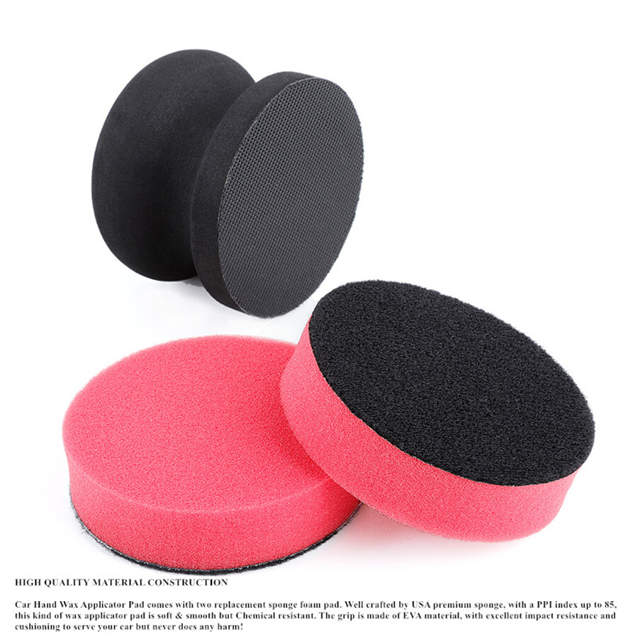3″ Car Polishing Waxing Pad Kit + 2Pcs Sponge Pad Tire Interior Hand Waxing Tool