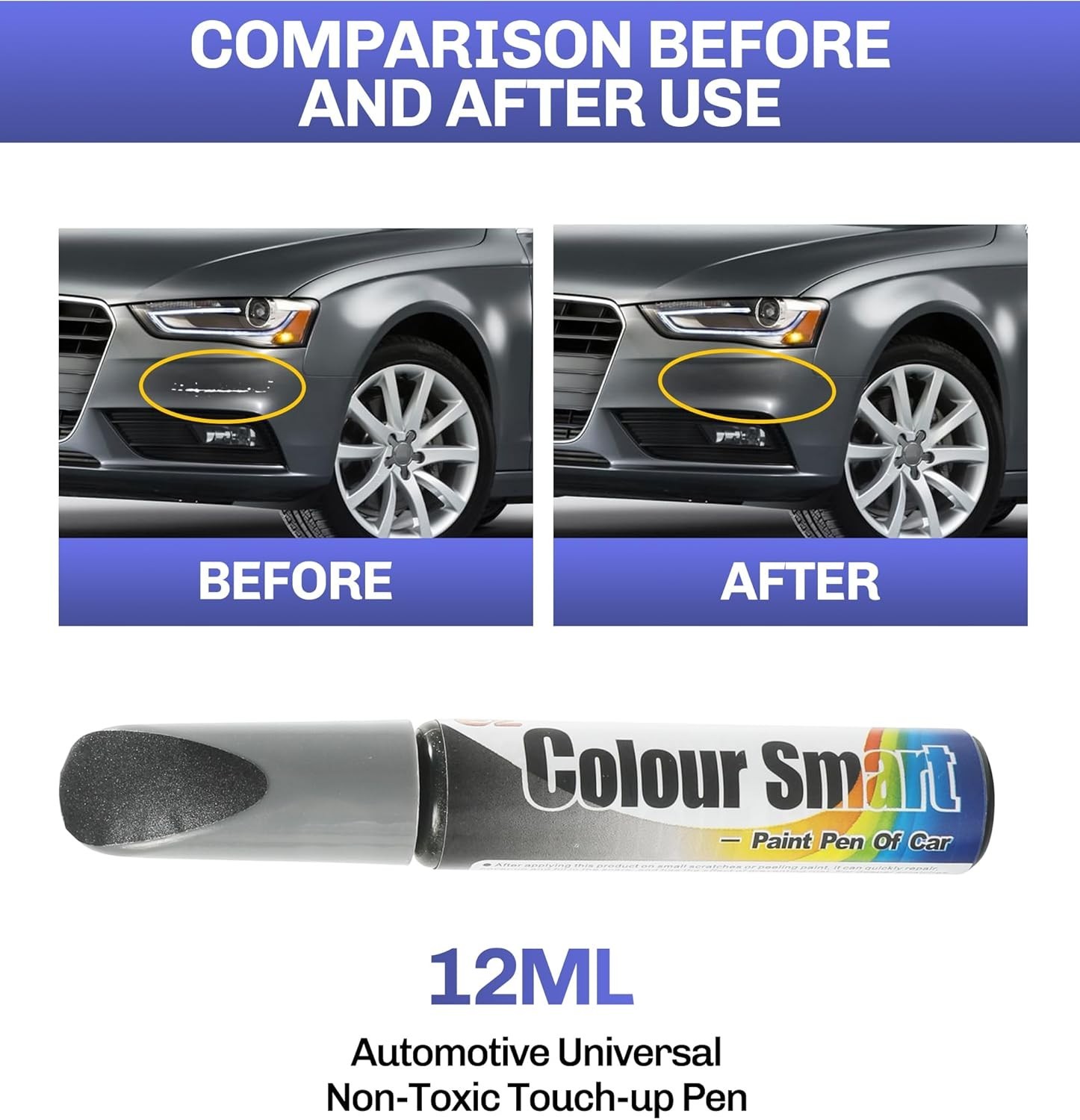 Precision Gray Paint Pen for Car Scratch Repair – Rust Resistant, Glossy Finish