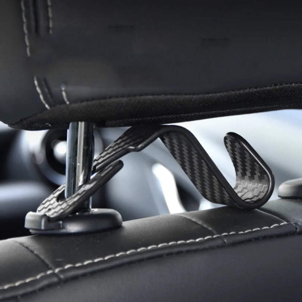 4Pcs Carbon Fibre Hook Car Seat Headrest Auto Back Organizer Hanger Interior