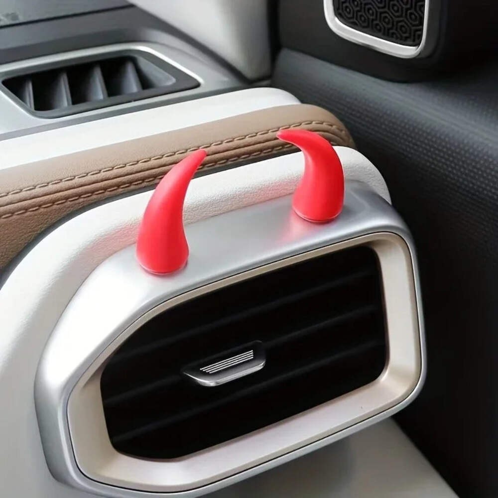 2pcs Car Mini Steering Wheel Devil Corner Decorative Sticker Cute Creative