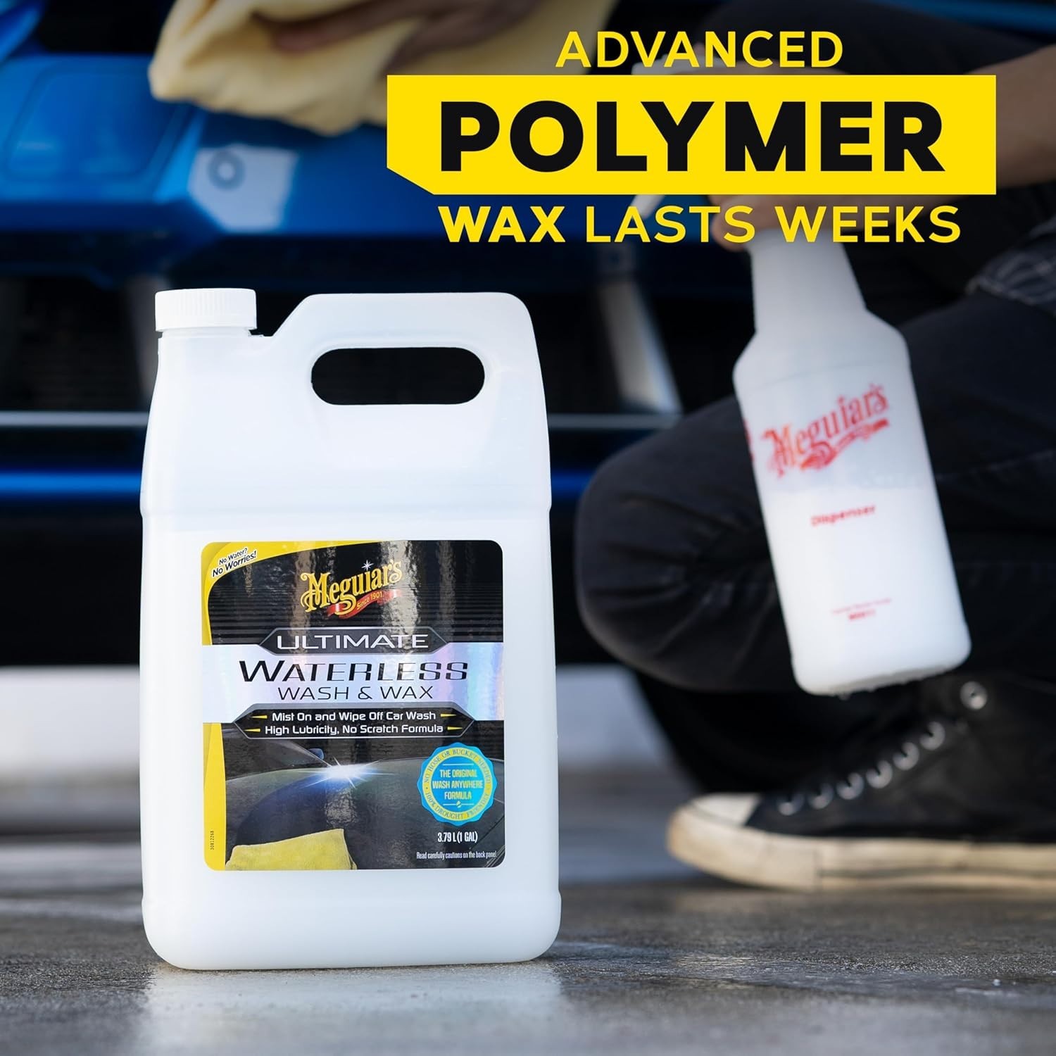 2-in-1 Waterless Car Wash & Wax – 128 Oz Eco-Friendly Formula for Instant Shine