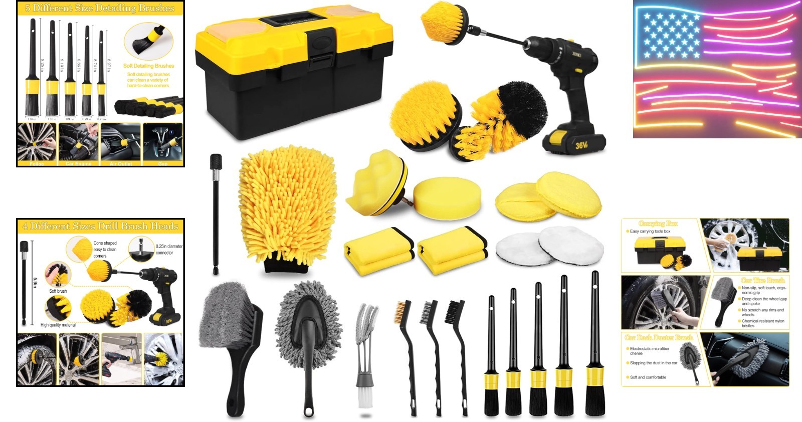 27Pcs Car Detailing Kit, Car Detailing Brush Set, Auto Detailing Drill Brush …