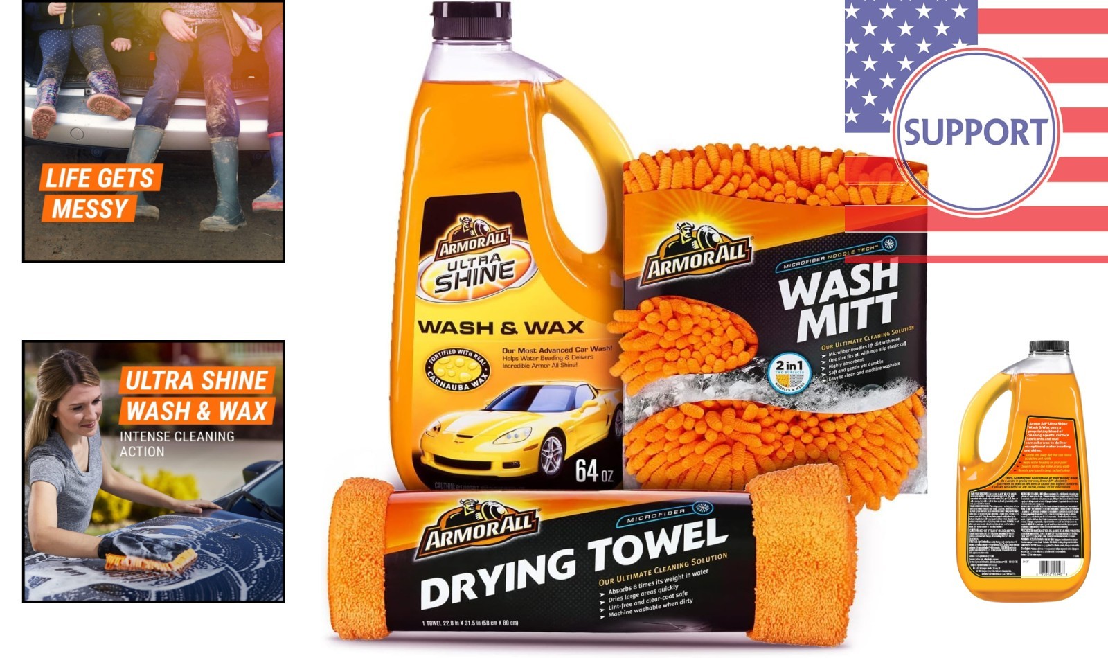 Complete Car Washing Set: Soap, Microfiber Mitt & Absorbent Towel Included