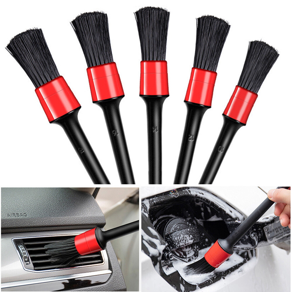 10×Car Detailing Brush Kit Boar Hair Vehicle Auto Interior For Wheel Clean Sets
