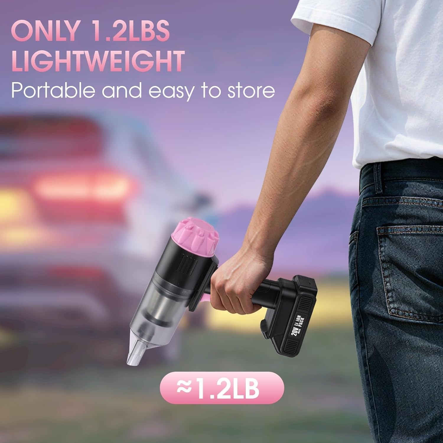 Portable Pink Auto Detailing Kit: 25pc Cordless HEPA Vacuum & Tools